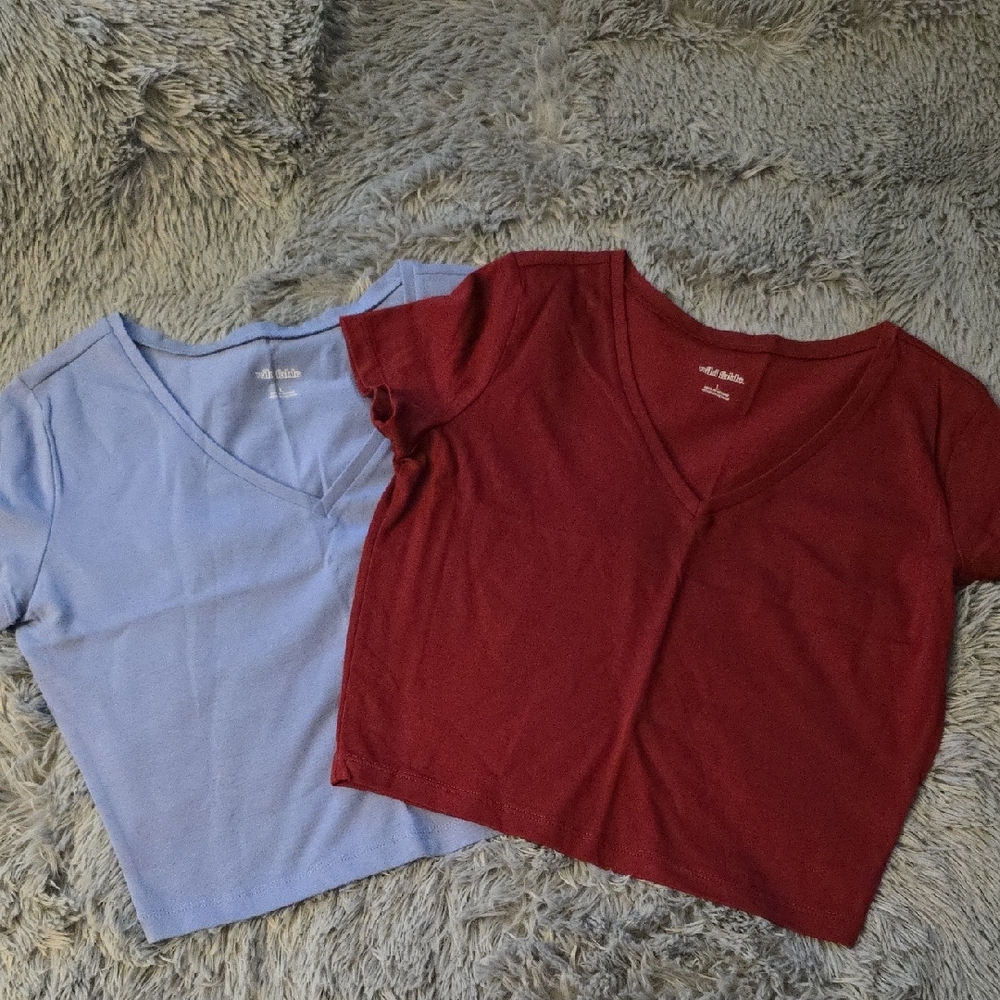 Wild Fable Blue and Red Crop Tops